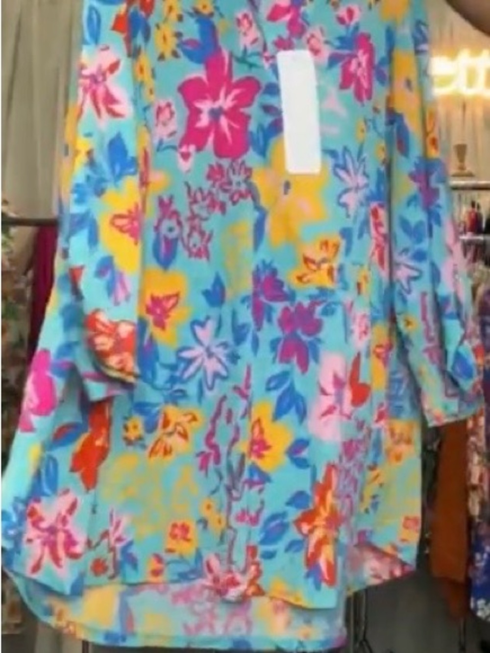 Dear Scarlett Floral Lightweight Tunic Blouse in Aqua